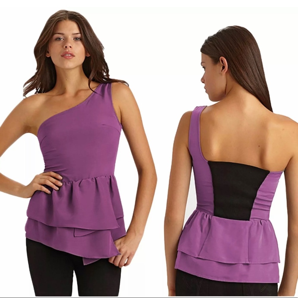 🌵 Geren Ford silk one shoulder tier top size xs